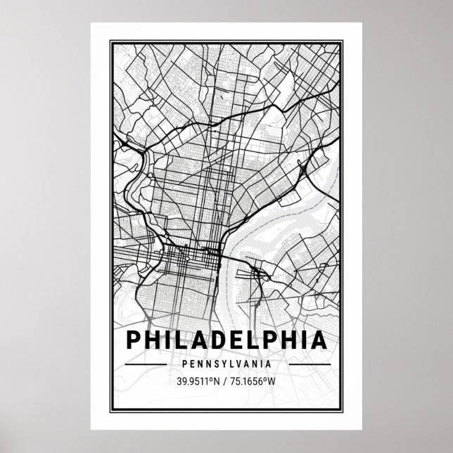 Poster Philadelphie Pennsylvanie USA Travel City Map (Devant)