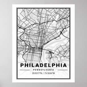Poster Philadelphie Pennsylvanie USA Travel City Map