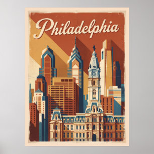 Poster Philadelphie Pennsylvanie Voyage Rétro