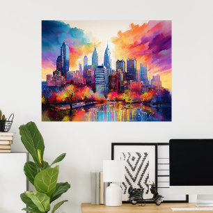Poster Philadelphie Skyline Art urbain coloré