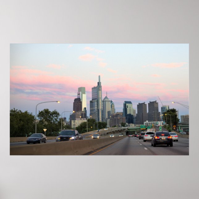 Poster Philadelphie Skyline Sunset Photo (Devant)