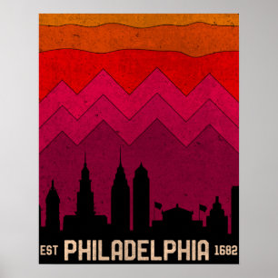 Poster Philadelphie Vintage Philly Pennsylvania Skyline