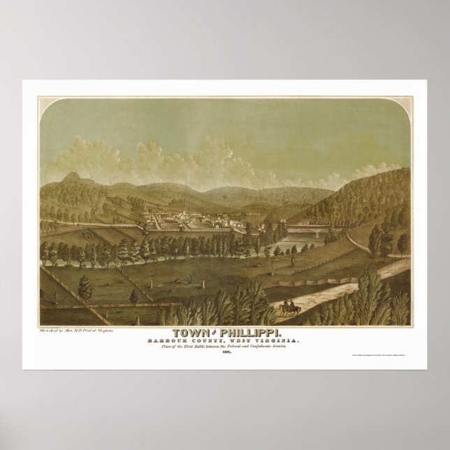 Poster Philippi, WV Panoramic Map - 1861 (Devant)