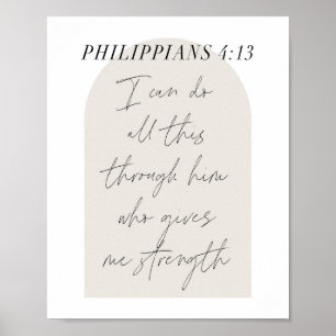 Poster Philippians 4:13 Minimum Boho Beige Arch Script
