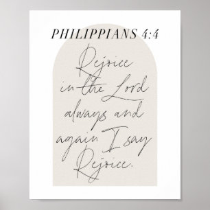 Poster Philippians 4:4 Minimal Boho Beige Arch Script