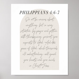 Poster Philippiens 4:6-7 Script minimal Boho Arc Beige Bo
