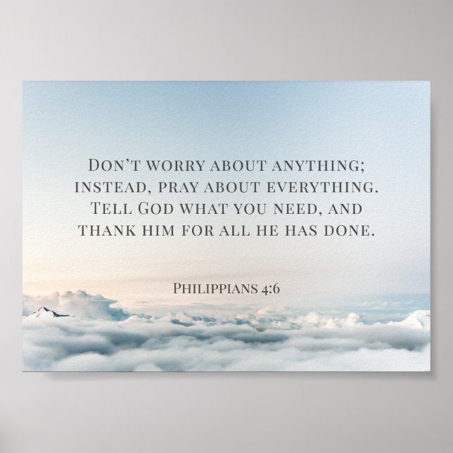 Poster Philippiens 4:6, ne vous inquiétez de rien (Devant)