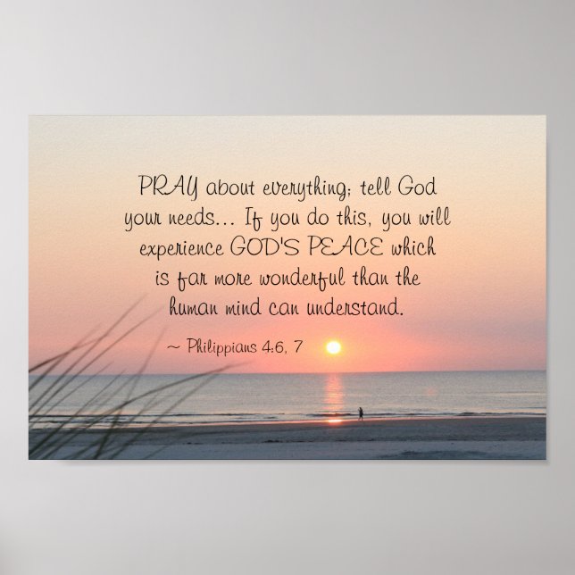 Poster Philippiens 4:6 Priez pour tout l'océan Sunset (Devant)