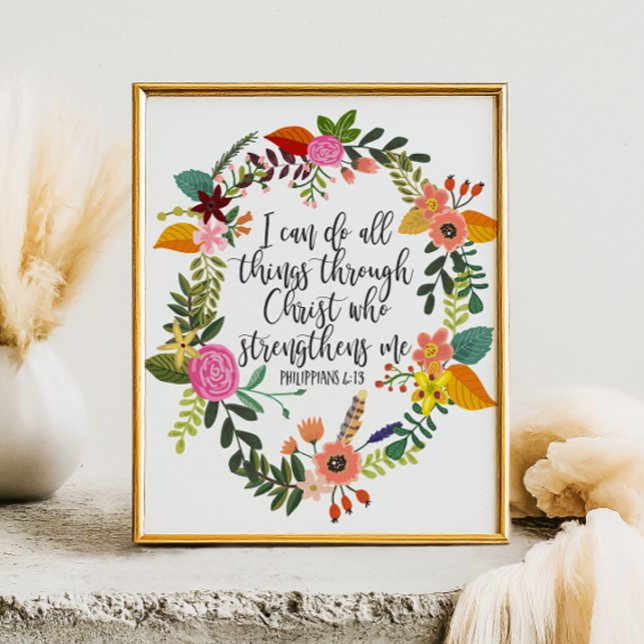 Poster Philippiens Bible Scripture Verse Feminine Floral (Créateur téléchargé)