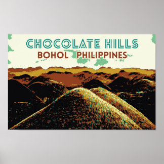 Poster Philippines, Chocolate Hills in Bohol island Postc