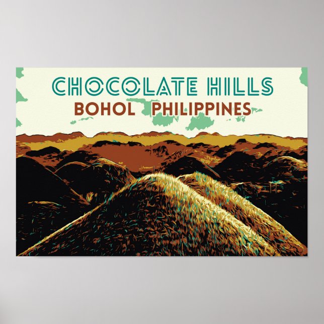 Poster Philippines, Chocolate Hills in Bohol island Postc (Devant)