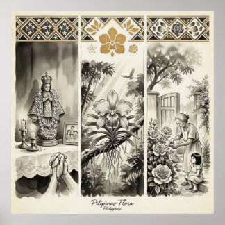 Poster Philippines Flore - Sampaguita · Waling-Waling · R