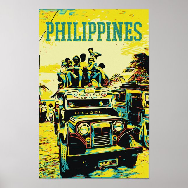 Poster Philippines, Jeepney surchargé (Devant)