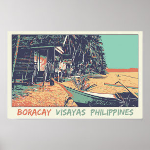 Poster Philippines, plage de Boracay dans les îles Visaya