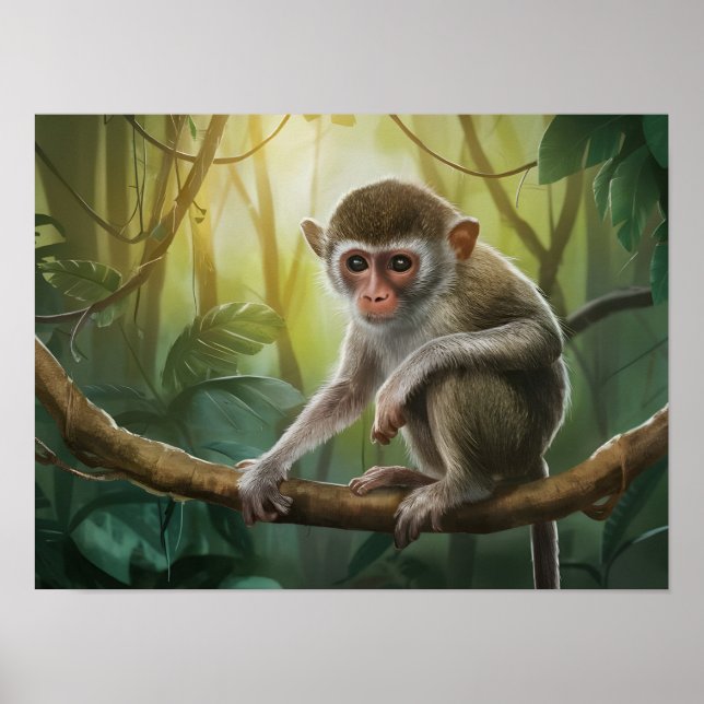 Poster Philippines Tarsier Singe dans l'habitat naturel (Devant)