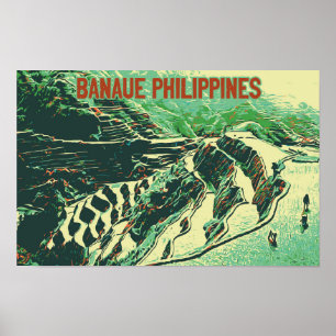Poster Philippines, terrasses de riz sur l'île de Banaue 