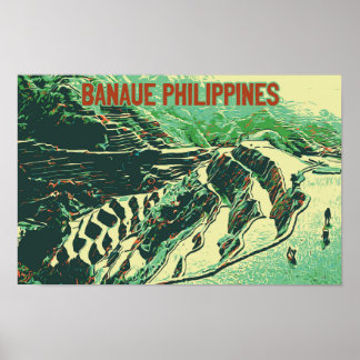 Poster Philippines, terrasses de riz sur l'île de Banaue 