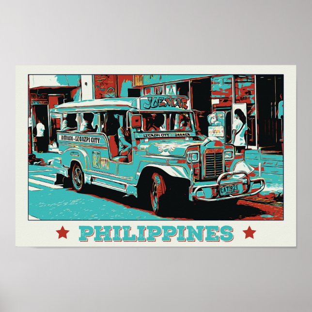 Poster Philippines, une Jeepney emblématique à Manille (Devant)