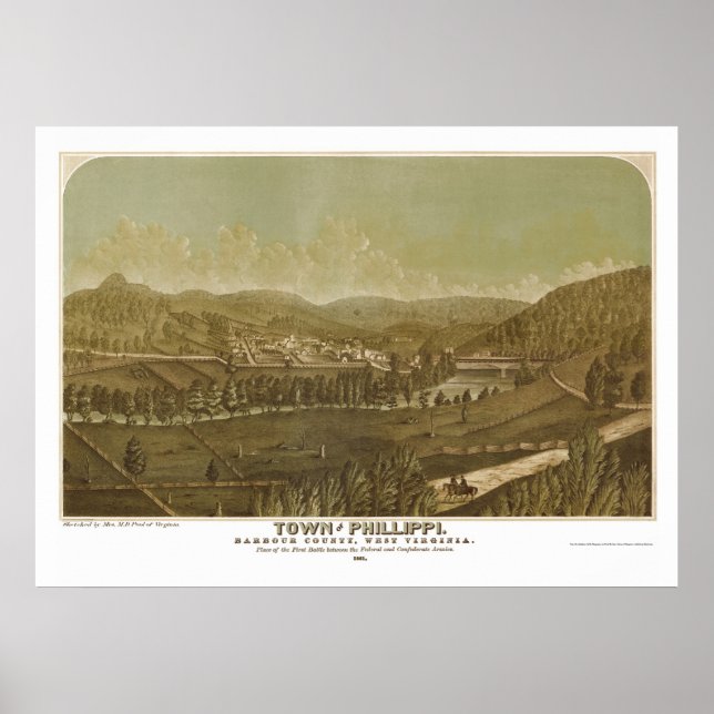 Poster Phillippi, WV Carte panoramique - 1861 (Devant)