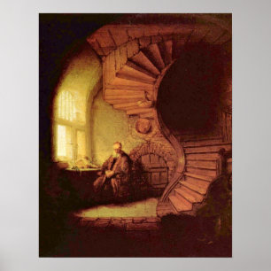 Poster Philosophe en méditation par Rembrandt van Rijn
