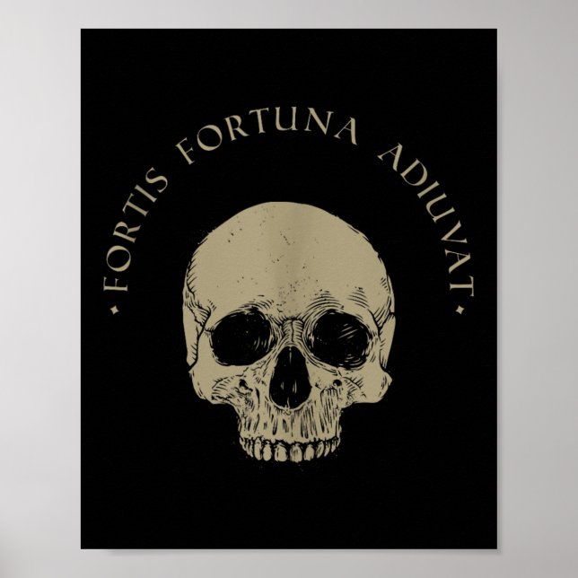 Poster Philosophie stoïque Fortis Fortuna Adiuvat Crâne S (Devant)