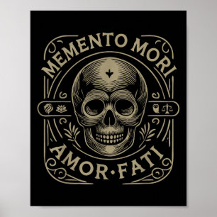 Poster Philosophie stoïque Memento Mori Amor Fati Crâne S