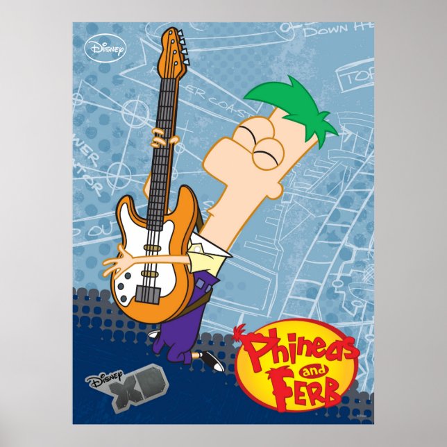 Poster Phineas et Ferb : Ferb sur la guitare (Devant)