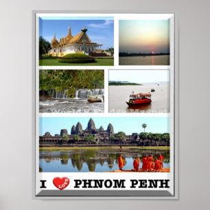 Poster Phnom Penh - Cambodge - I Love -