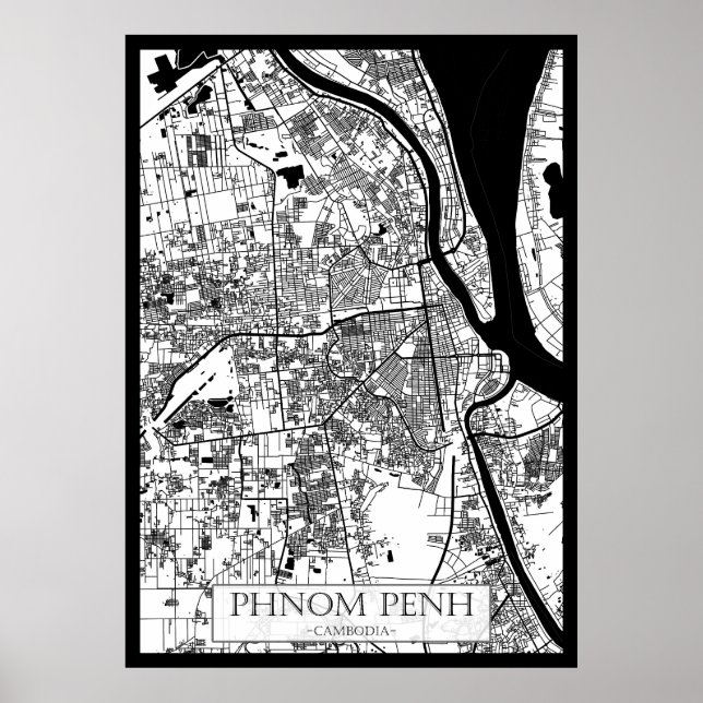 Poster Phnom Penh Cambodia City Map (Devant)