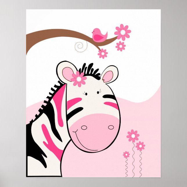 Poster Phoebe's Zebra (noir/rose) (Devant)