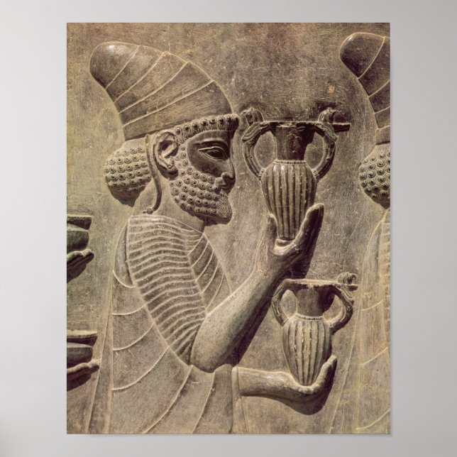 Poster Phoenicien portant deux offrandes, relief détail (Devant)