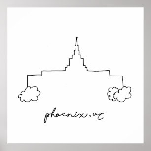 Poster phoenix arizona temple simple dessin moderne