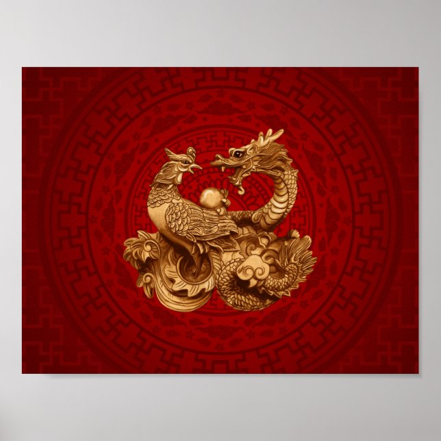 Poster Phoenix et Dragon - en rouge (Devant)