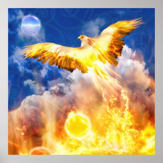 Poster Phoenix Oiseau S'ÉLÈVE AU-DESSUS DE VOS PROBLÈMES (Devant)