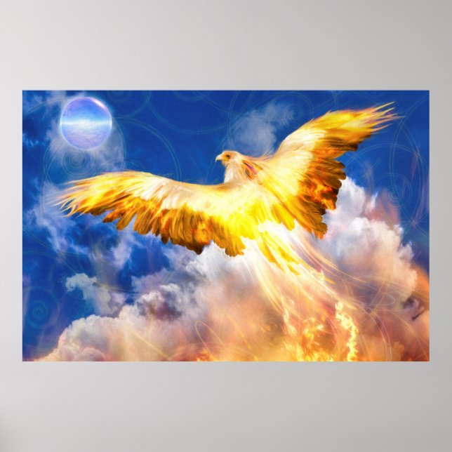 Poster Phoenix Oiseau S'ÉLÈVE AU-DESSUS DE VOS PROBLÈMES (Devant)