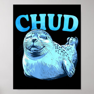 Poster Phoque Chud Vintage Drôle Mignon Phoque Meme Anima