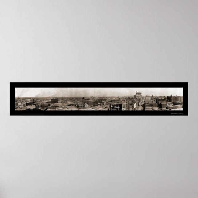 Poster Photo 1910 de Dallas TX Skyline (Devant)