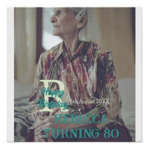 Poster Photo 80e anniversaire ajouter nom date moderne ve