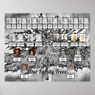Poster Photo Arbres de famille sur Art numérique noir et 