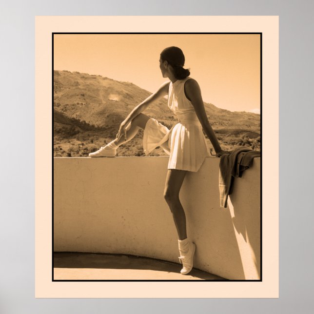 Poster Photo art, femme en tenue de tennis (Devant)