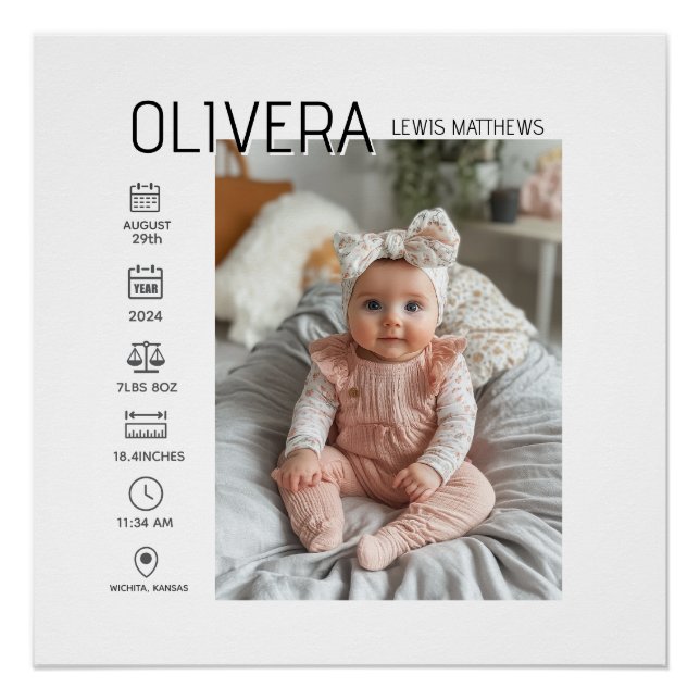 Poster Photo bébé et statistiques (Devant)