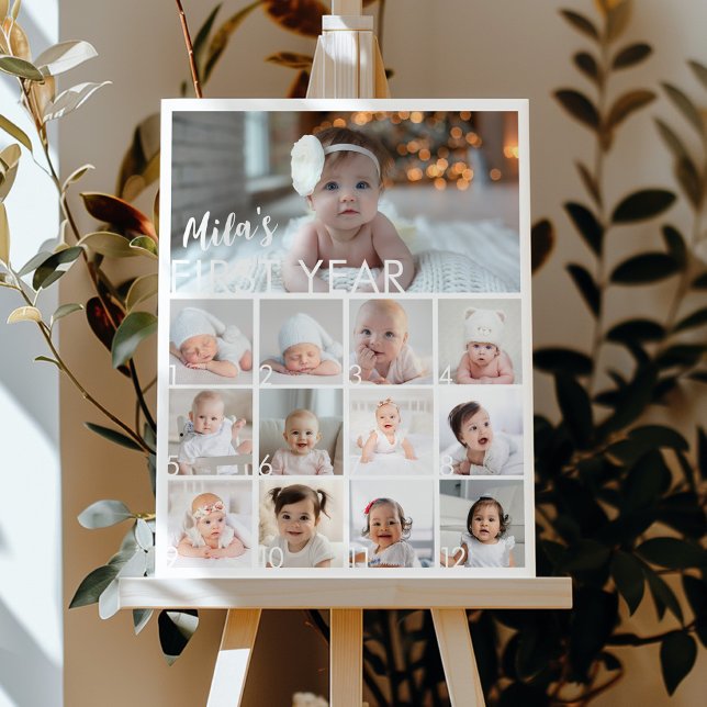 Poster Photo bébé moderne Première année Jalon Signe (Créateur téléchargé)