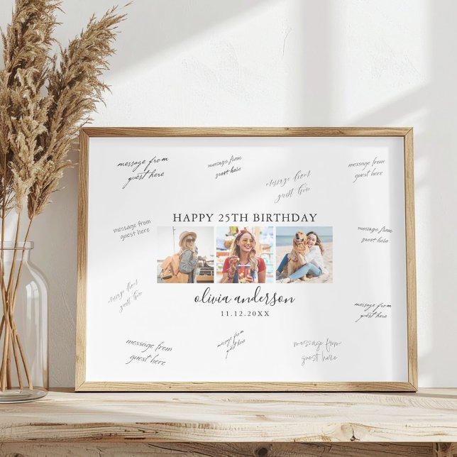 Poster Photo Birthday Party Guest Signature (Créateur téléchargé)