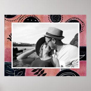 Poster Photo botanique moderne abstraite rose et noir