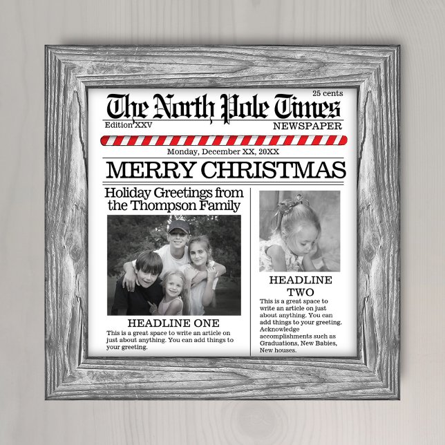 Poster Photo Collage Christmas Newspaper Whimsical (Christmas whimsical newspaper typography photo poster. )