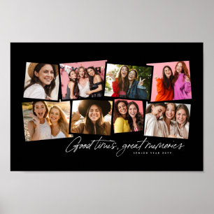 Poster Photo collage fun personnalisé noir blanc mémoire