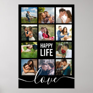 Poster Photo Collage Mariage noir Bonne vie