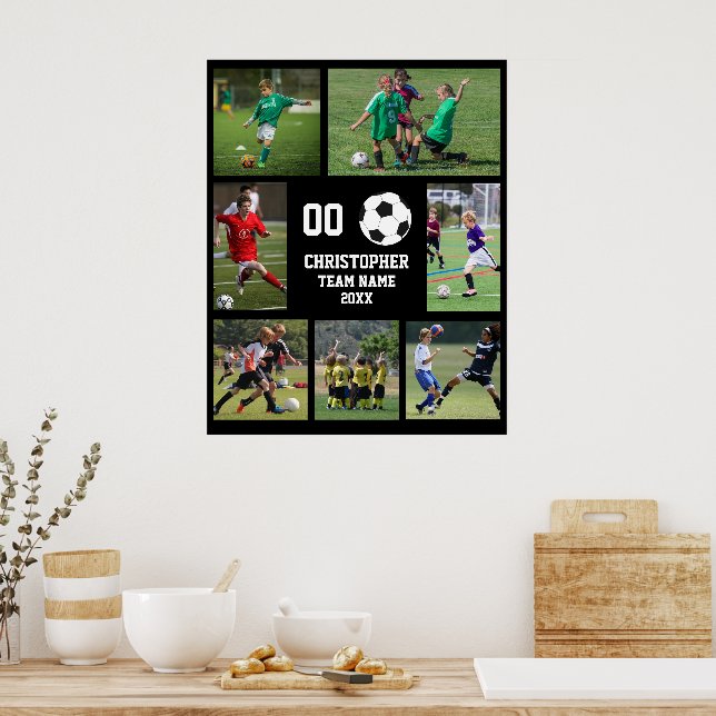 Poster Photo collage Nom de l'équipe de football (Cuisine)