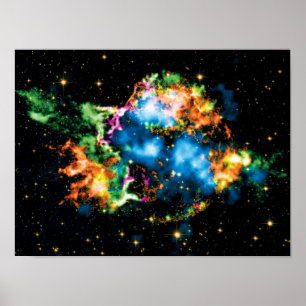 Poster Photo colorée de la supernova Cassiopeia A par la