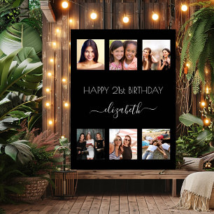 Poster Photo d'anniversaire collage noir BFF